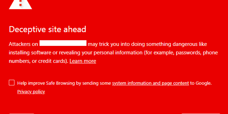 خطای Deceptive Site Ahead